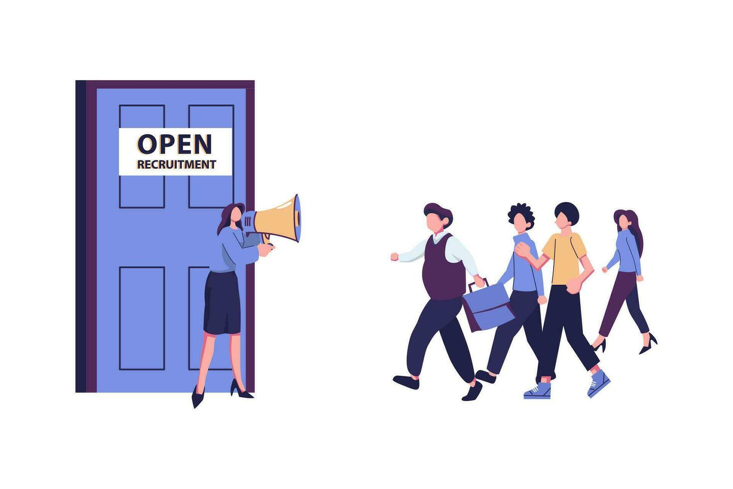 recruitment agency, job seekers, job applicants, vacancy announcement flat style illustration vector