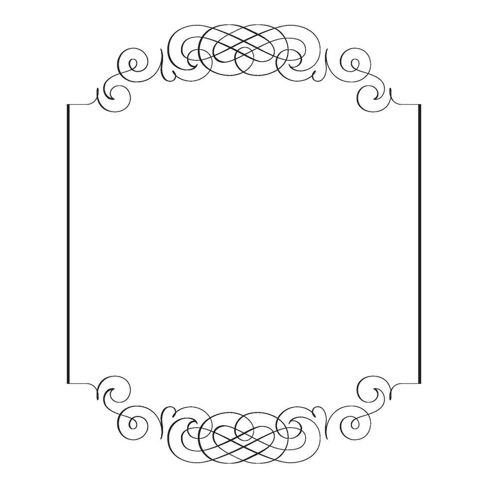 Vintage forged floral classic calligraphic retro vignette scroll frames ornamental design elements black set isolated vector