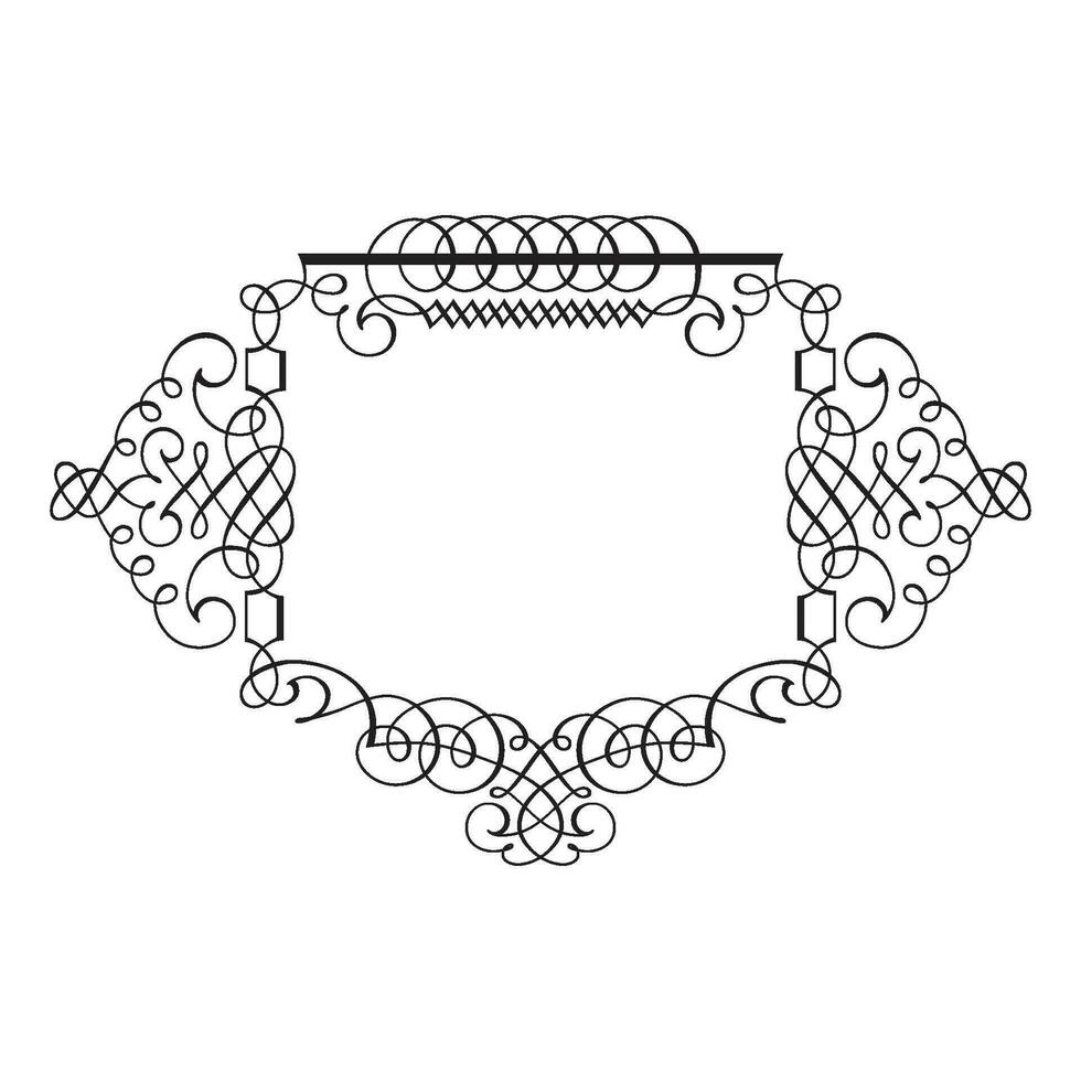 Vintage forged floral classic calligraphic retro vignette scroll frames ornamental design elements black set isolated vector