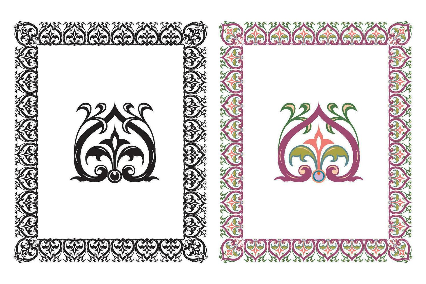 Vintage traditional realistic frames set on white background isolated vector illustration