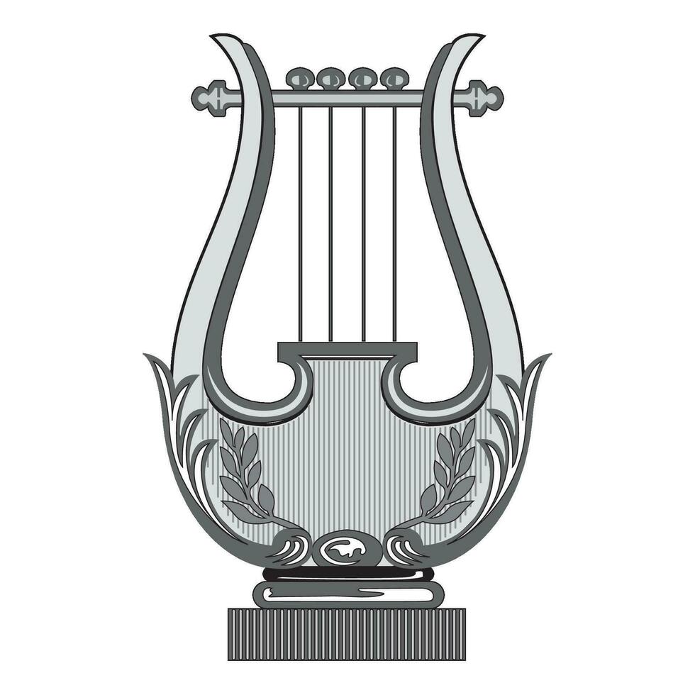 Gold harp musical instrument isolated on white background.Vector vector