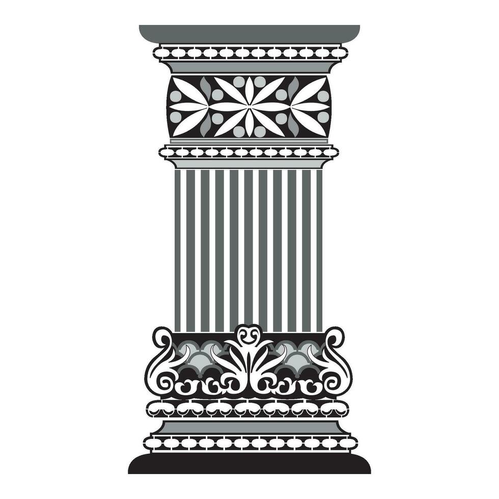 Antique white column realistic composition with isolated front view of architectural piece vector