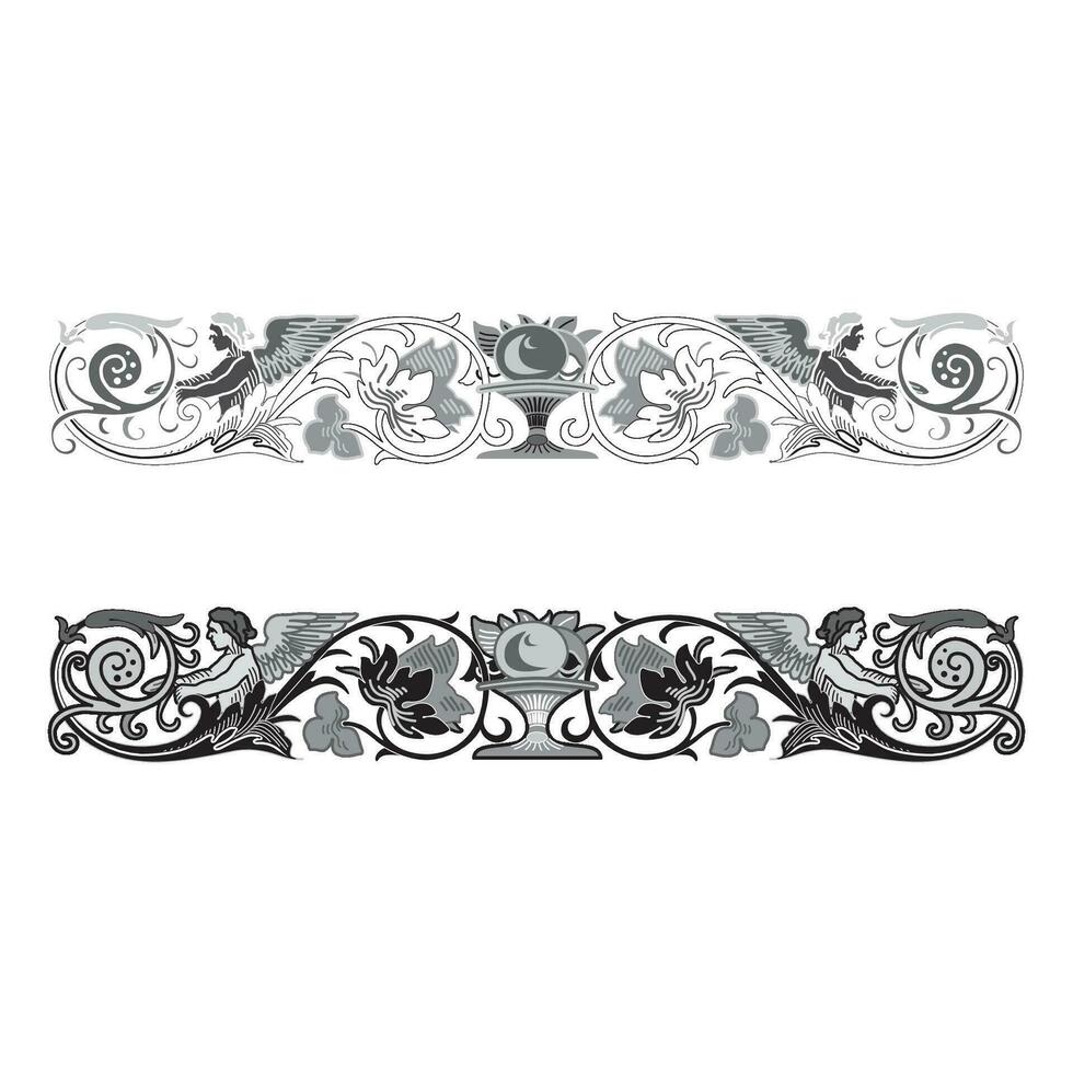 Retro chapter dividers swirl floral ornament bookmarks sketch set vector