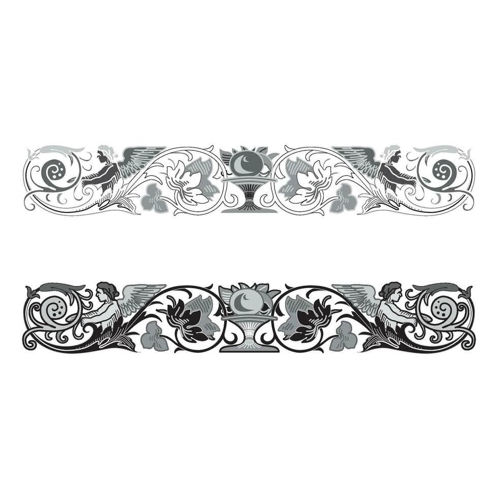 retro capítulo divisores remolino floral ornamento marcadores bosquejo conjunto vector