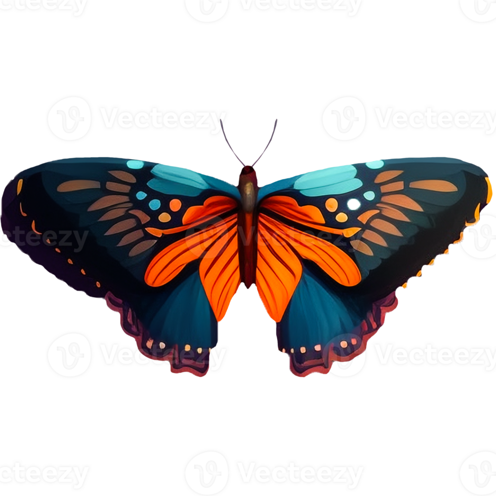 Tropical colorful butterflies. png