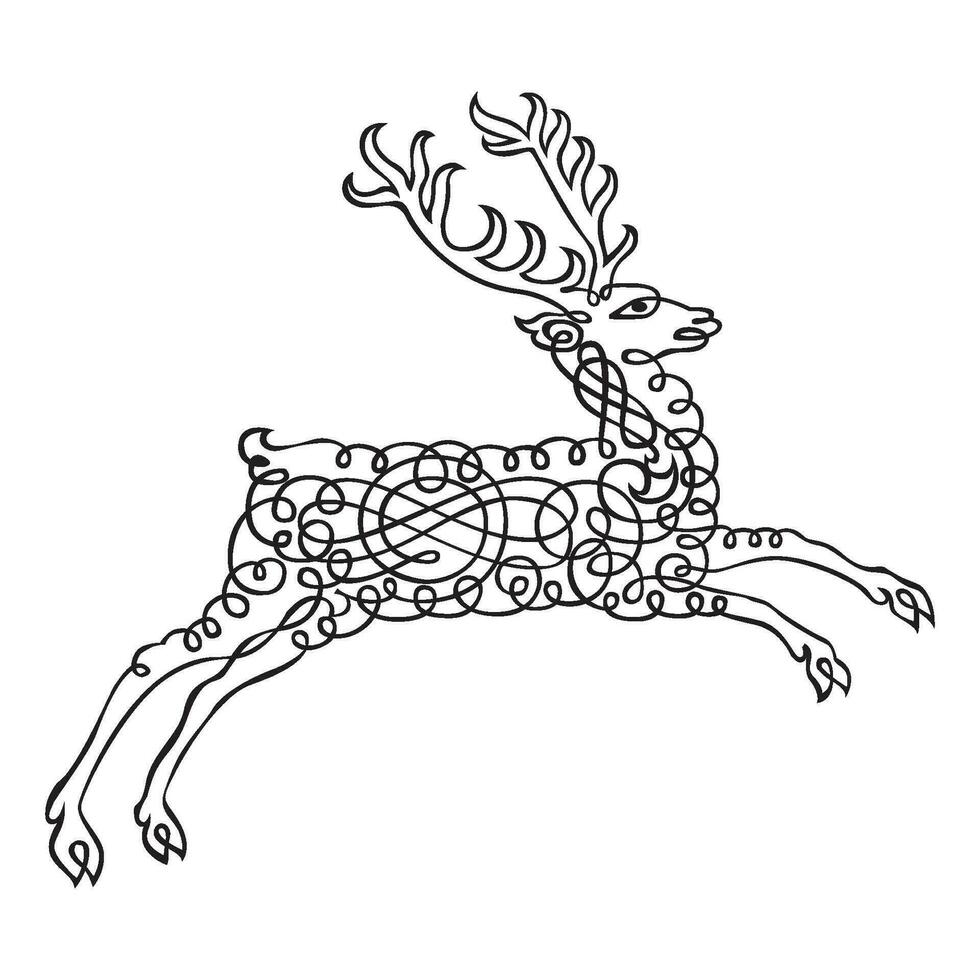 Clásico decorativo caligrafía ornamental ciervo silueta vector diseño