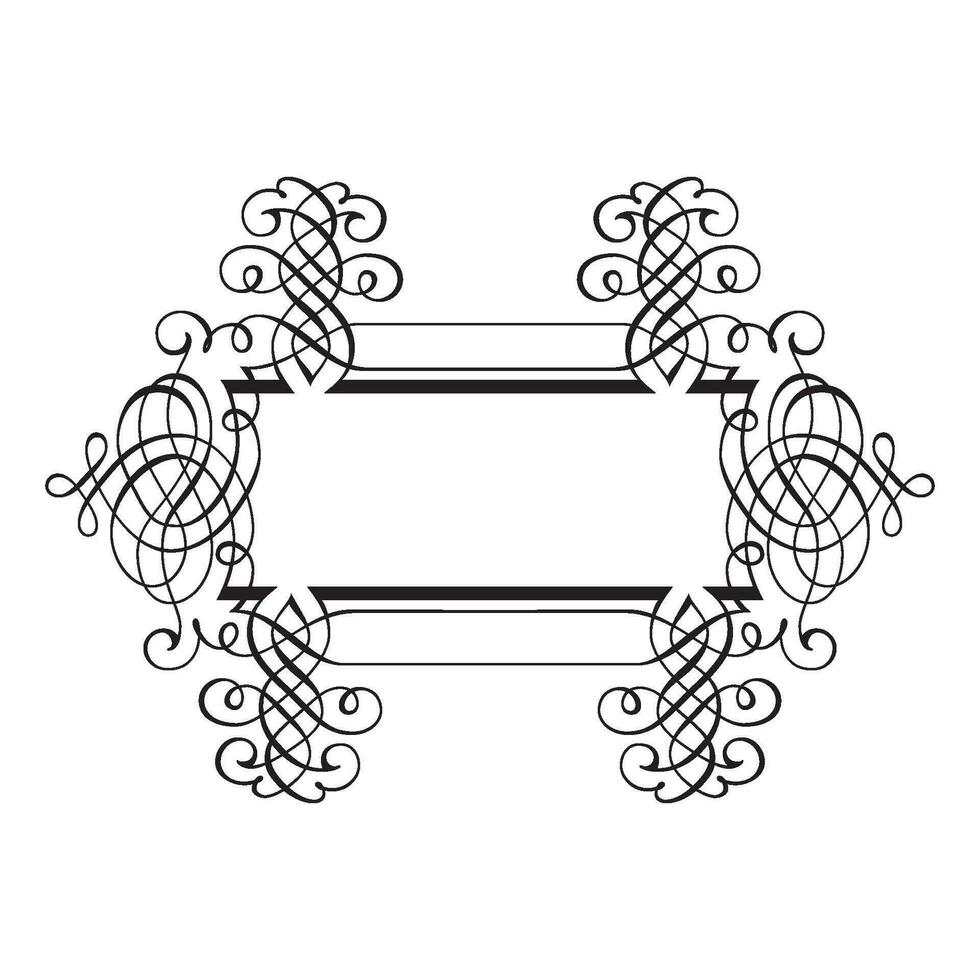 Vintage forged floral classic calligraphic retro vignette scroll frames ornamental design elements black set isolated vector