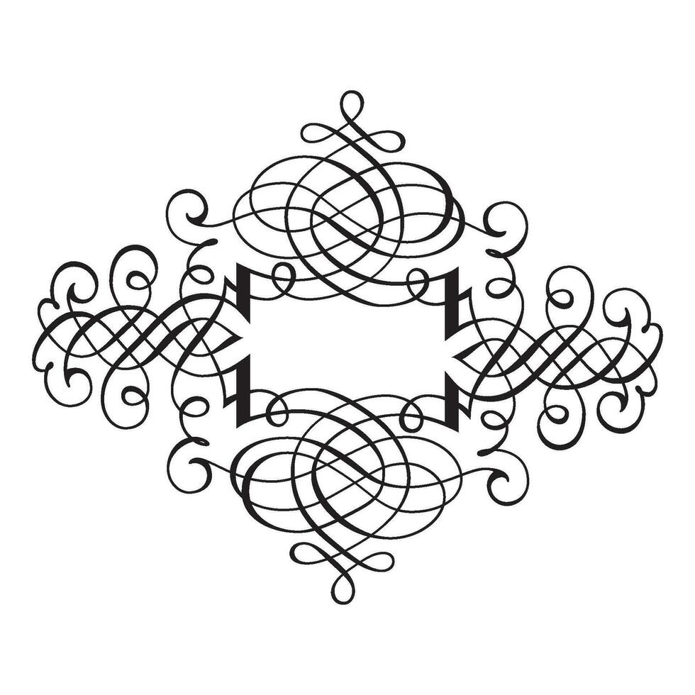 Vintage forged floral classic calligraphic retro vignette scroll frames ornamental design elements black set isolated vector