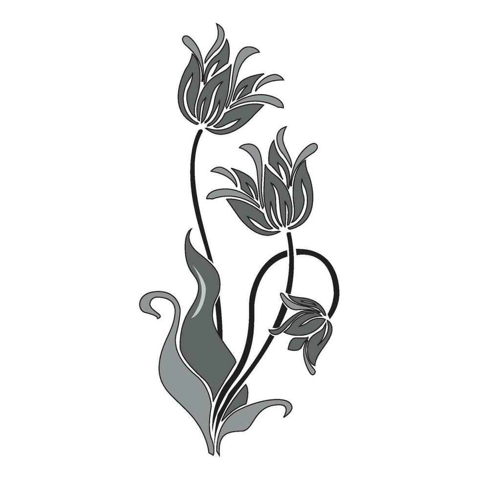 Clásico retro floral caligráfico Arte decorativo elementos de colores bosquejo conjunto con flores aislado vector