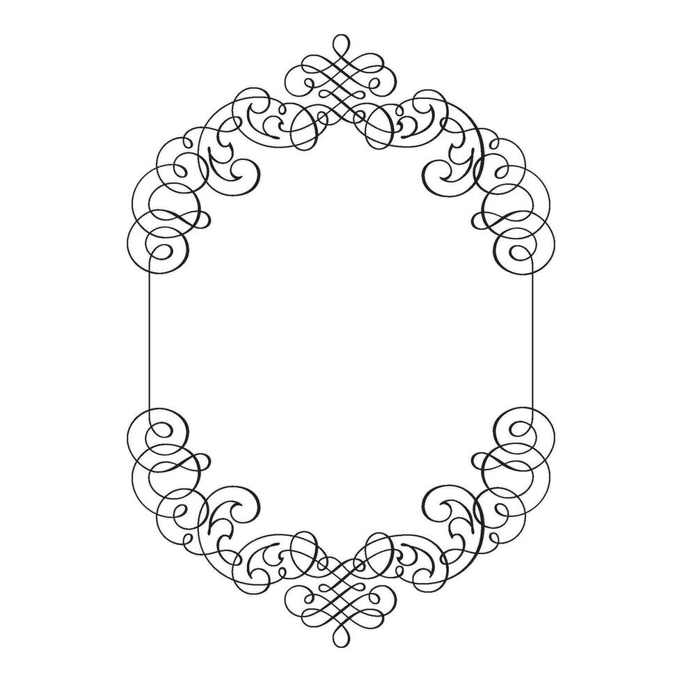Vintage forged floral classic calligraphic retro vignette scroll frames ornamental design elements black set isolated vector