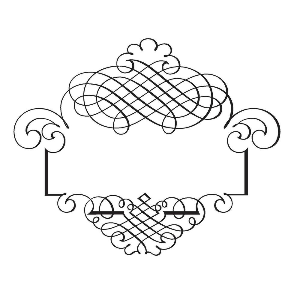 Vintage forged floral classic calligraphic retro vignette scroll frames ornamental design elements black set isolated vector