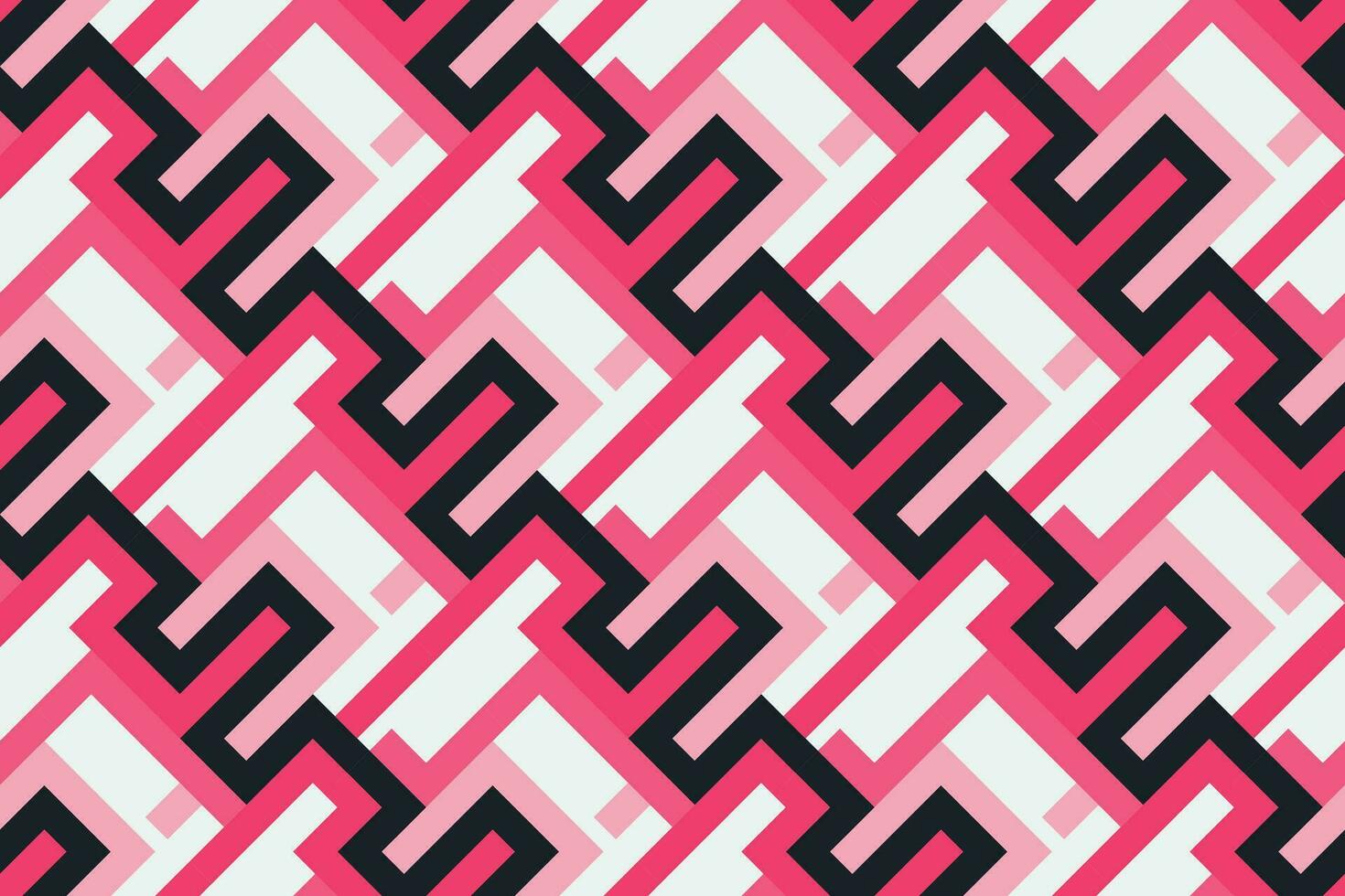 Retro black and pink geometric pattern background, vector abstract square lines art. Trendy bauhaus pattern background