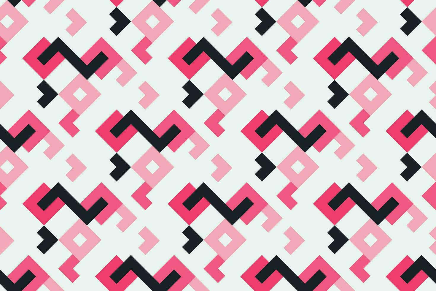 Retro black and pink geometric pattern background, vector abstract square lines art. Trendy bauhaus pattern background