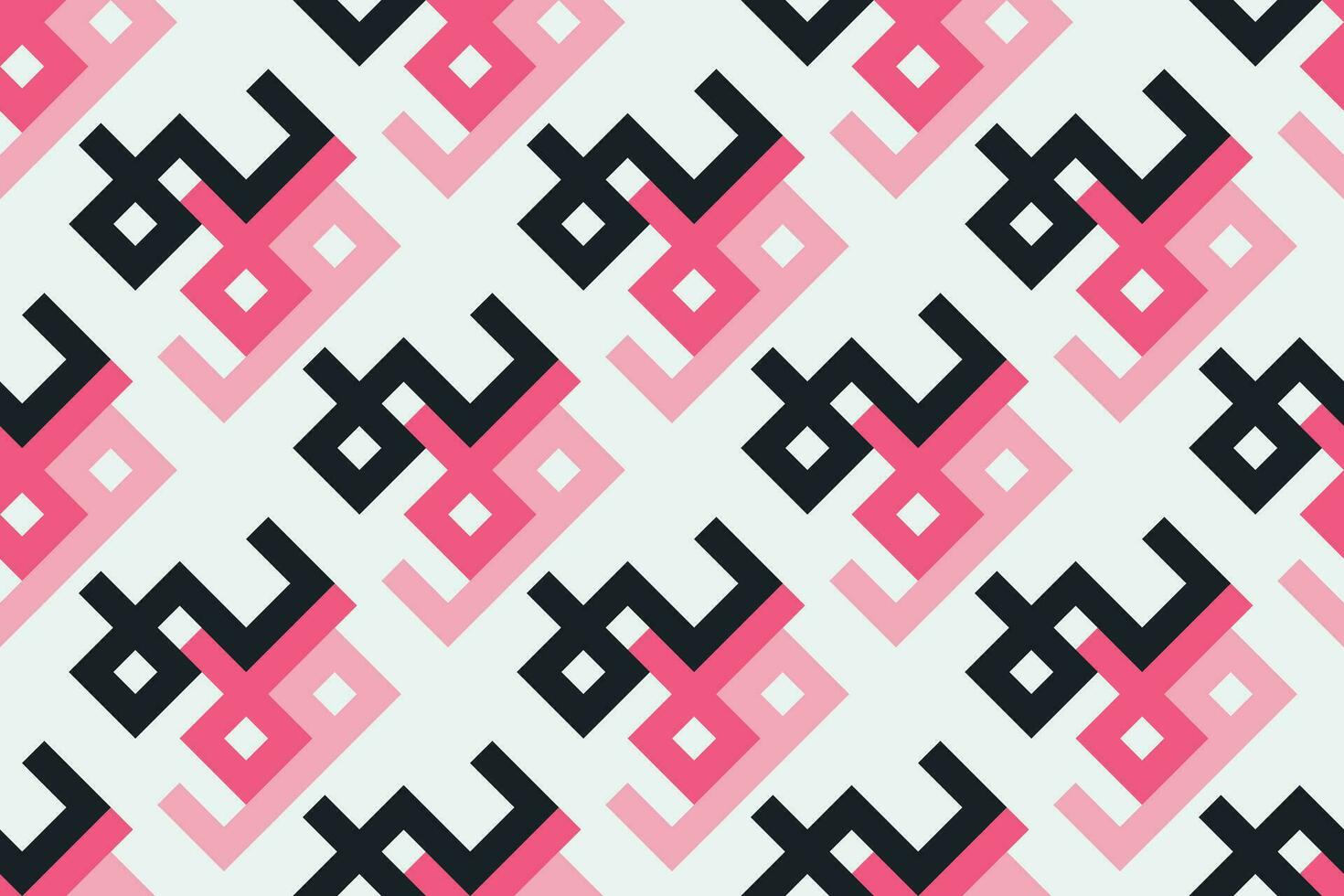 Retro black and pink geometric pattern background, vector abstract square lines art. Trendy bauhaus pattern background