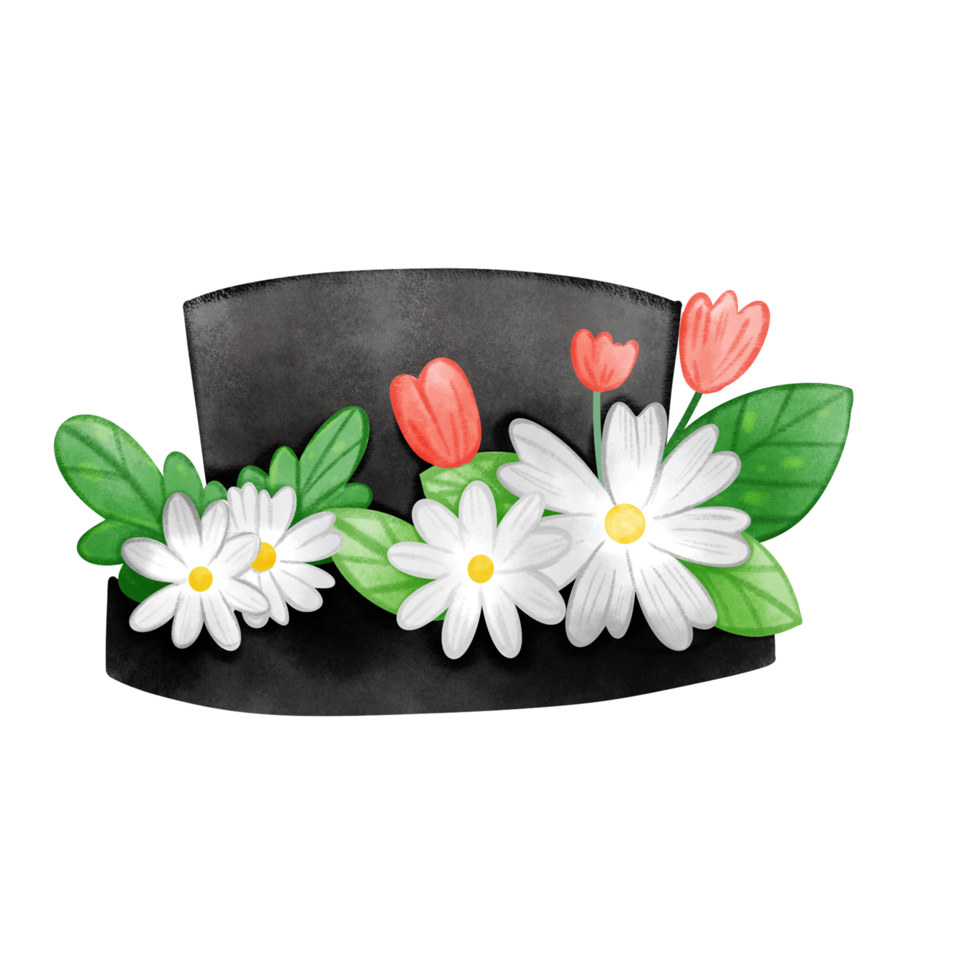 Black hat with white flower 35498835 PNG