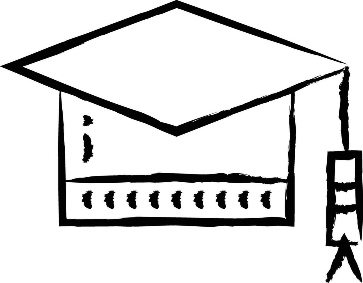 graduación gorra mano dibujado vector ilustración