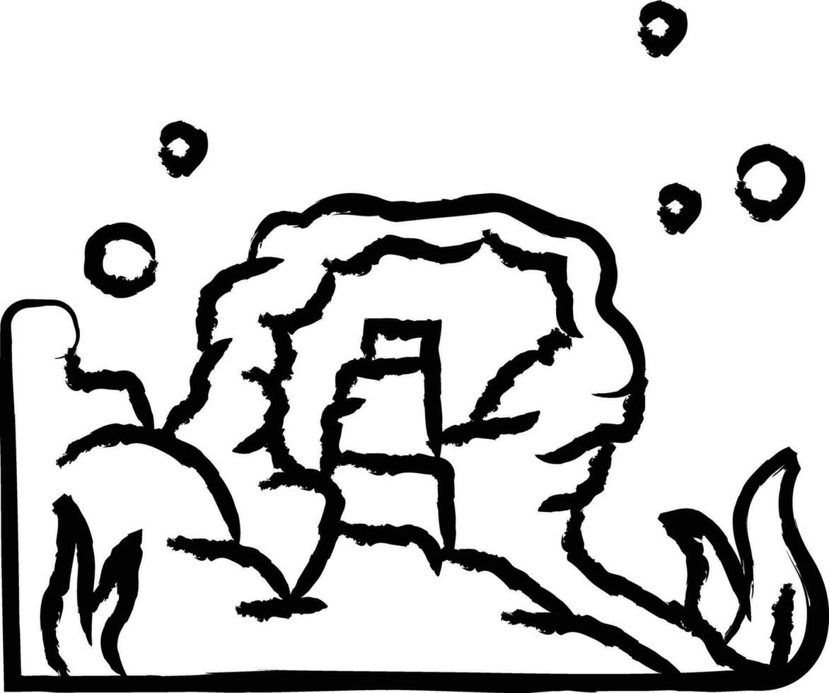 Under Water Cave hand drawn vector illustration