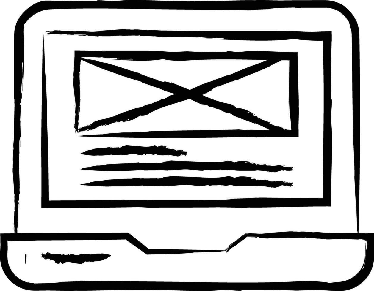 Laptop Wireframe hand drawn vector illustration