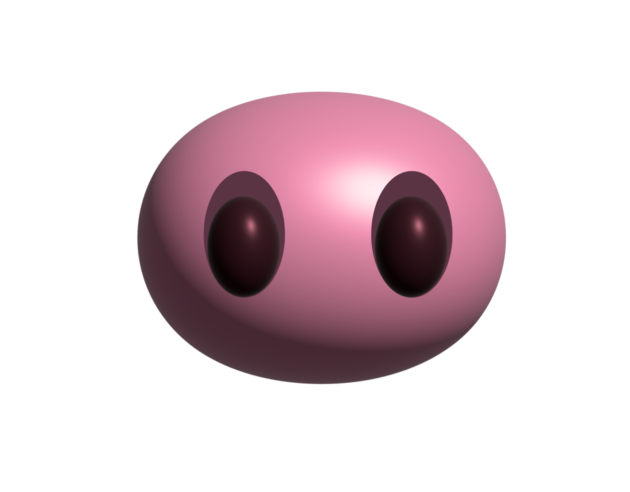 Gradient pink snout, nose of cute pig 3D icon with two black nostrils png