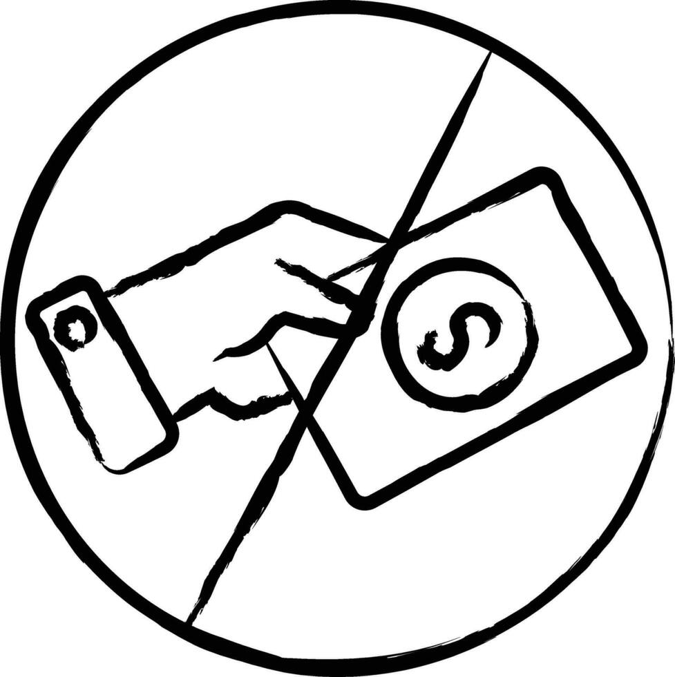 No Cash hand drawn vector illustration