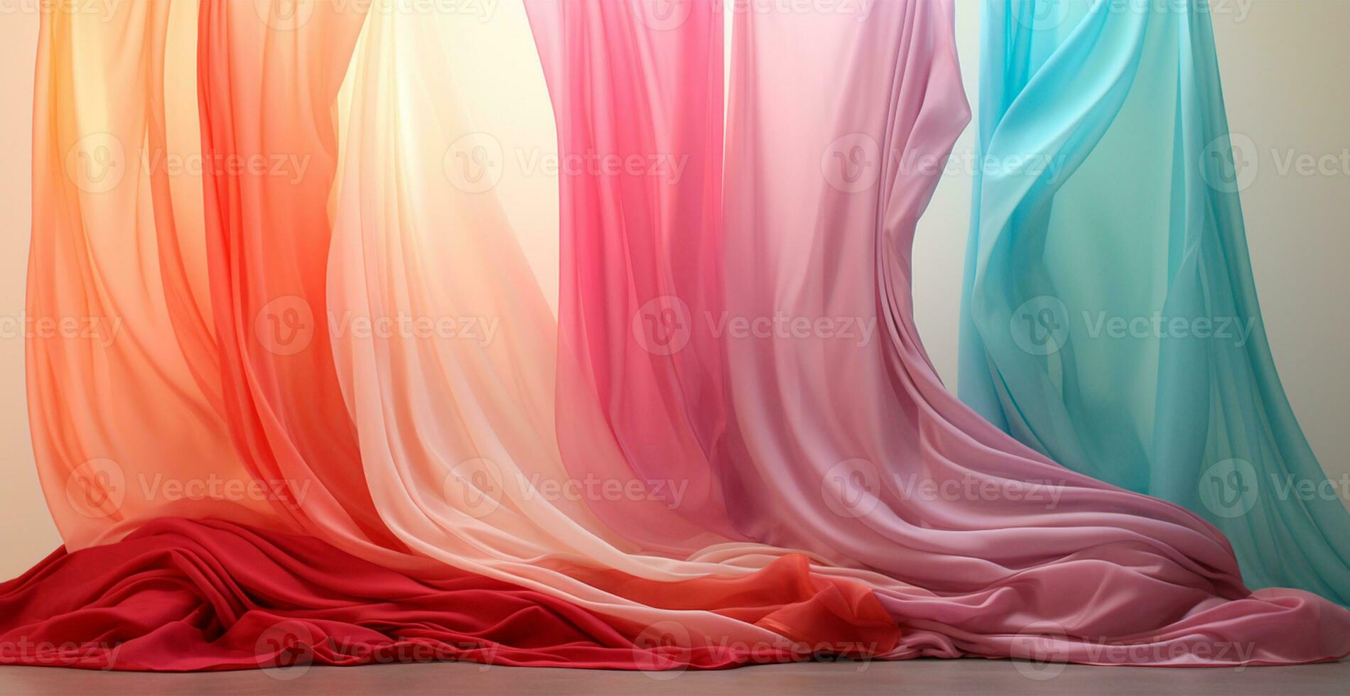 AI generated Colored silk fabric, panoramic background - AI generated image photo