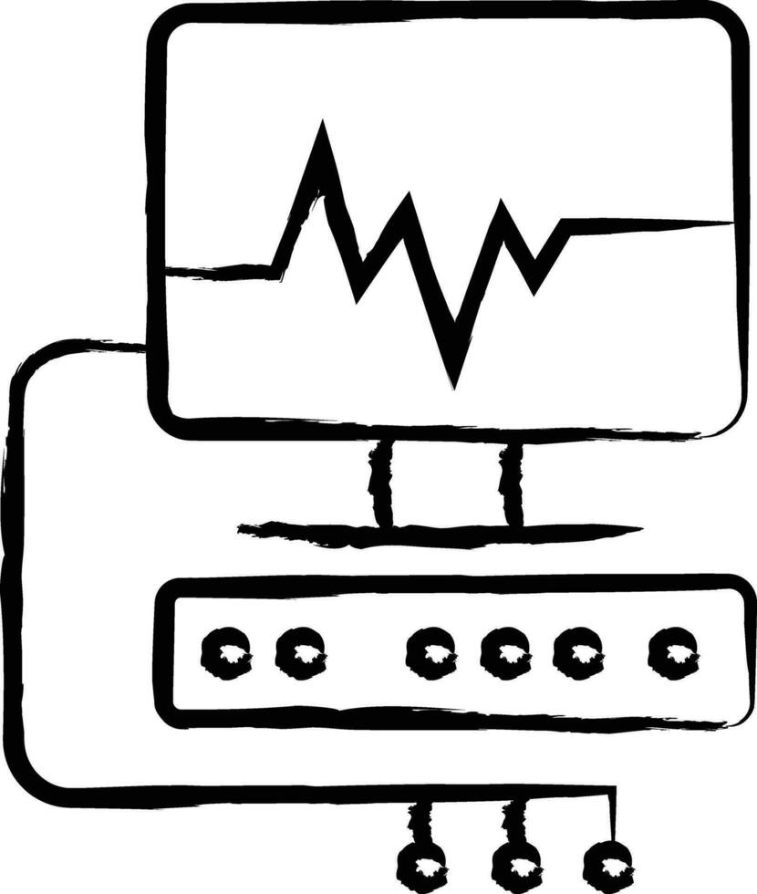 Ecg Machine hand drawn vector illustration