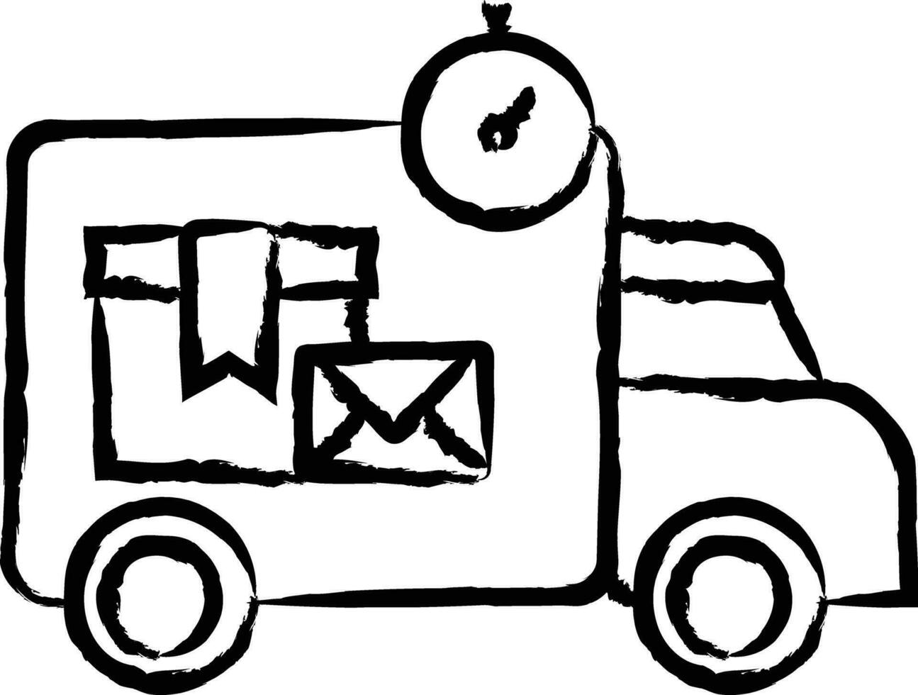 Parcel Express truck hand drawn vector illustration