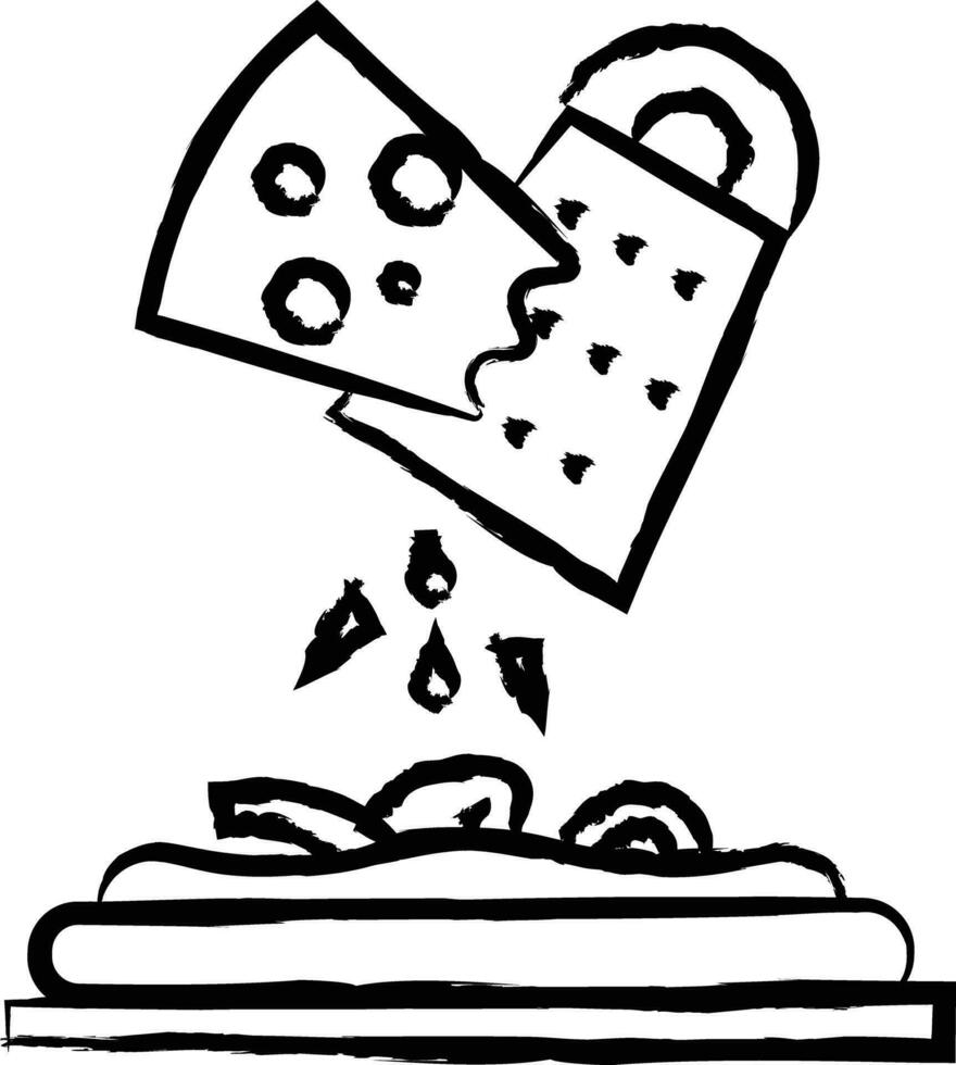 Cheese grating hand drawn vector illustration
