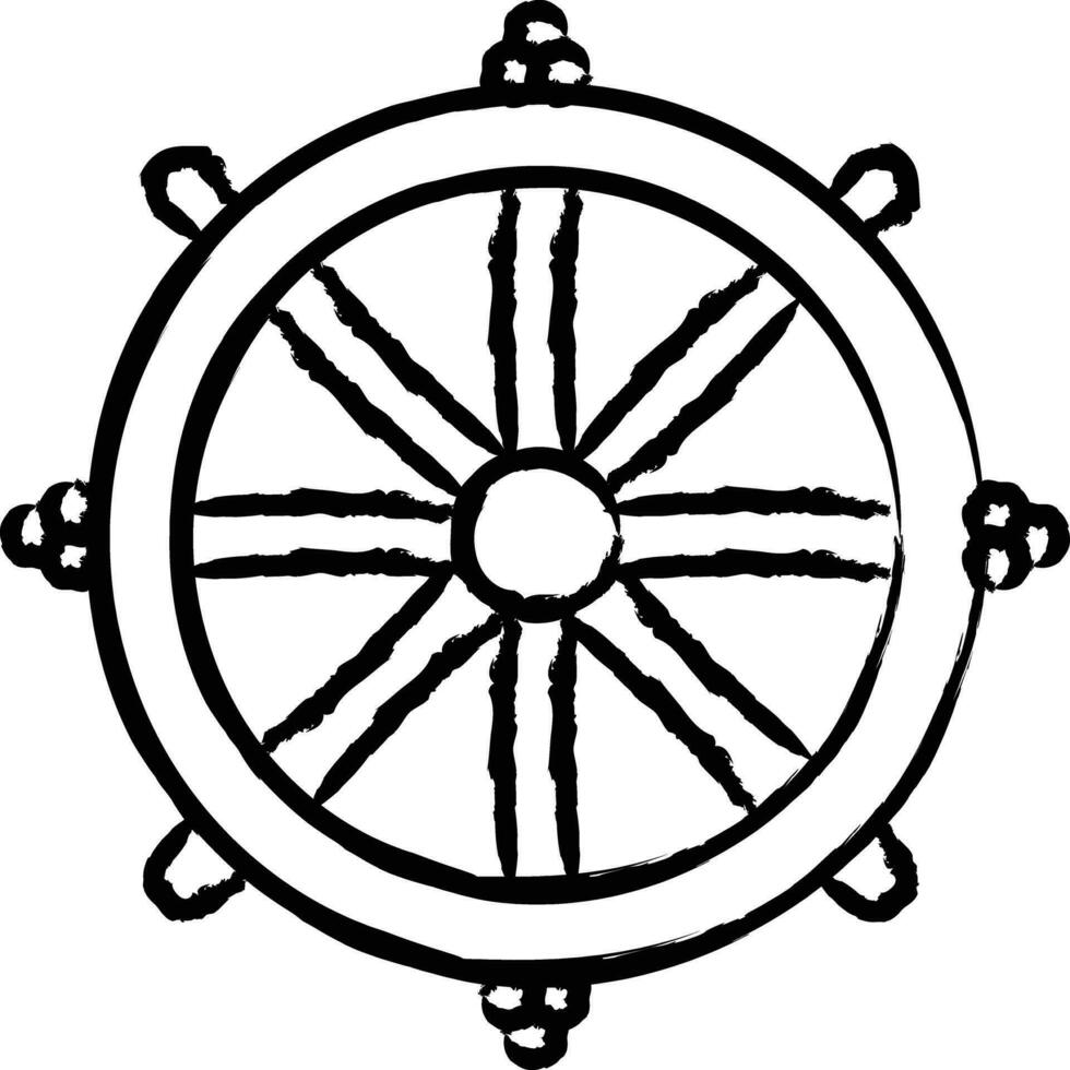 Dharma Wheel hand drawn vector illustration