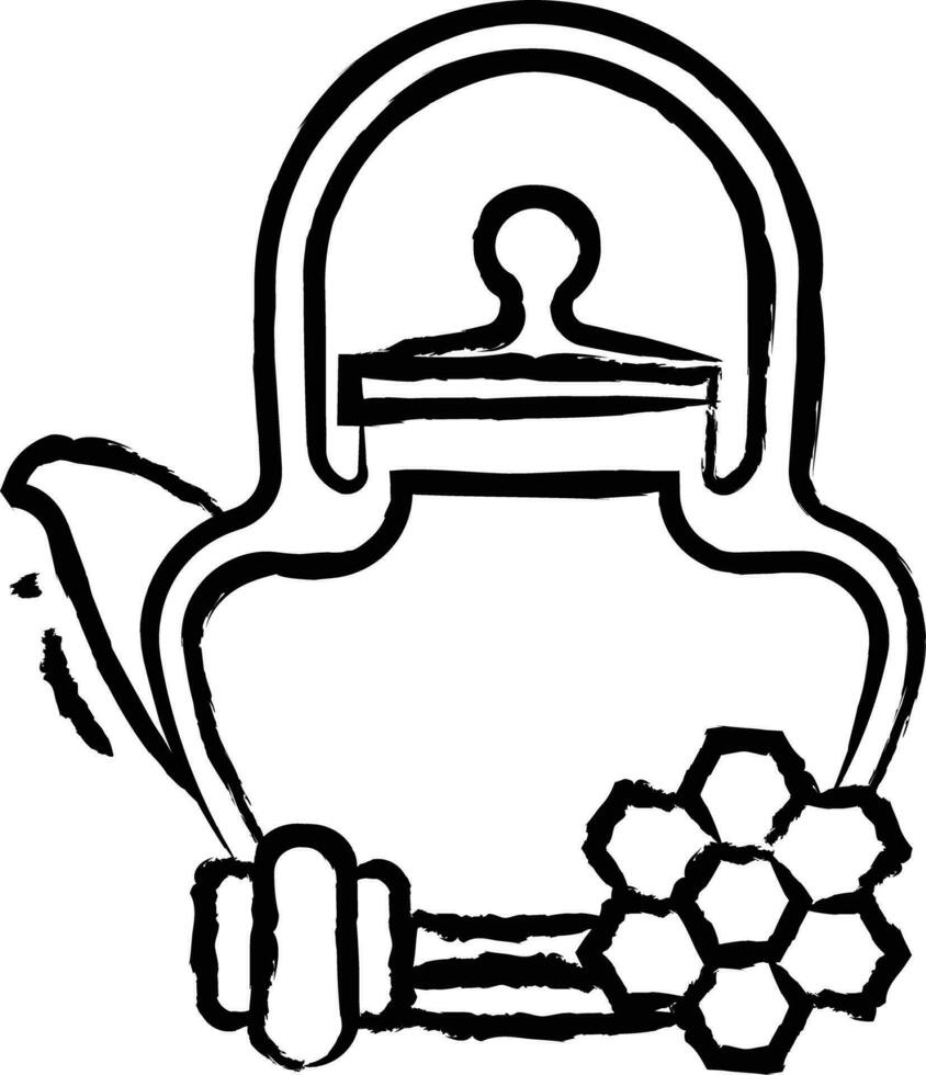 honey tea pot hand drawn vector illustration