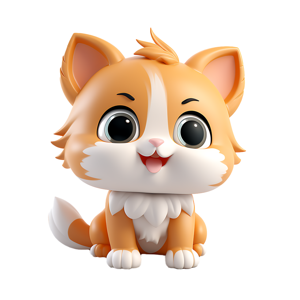 AI generated Cute 3D Kitten with Big Eyes Isolated On Transparent Background png