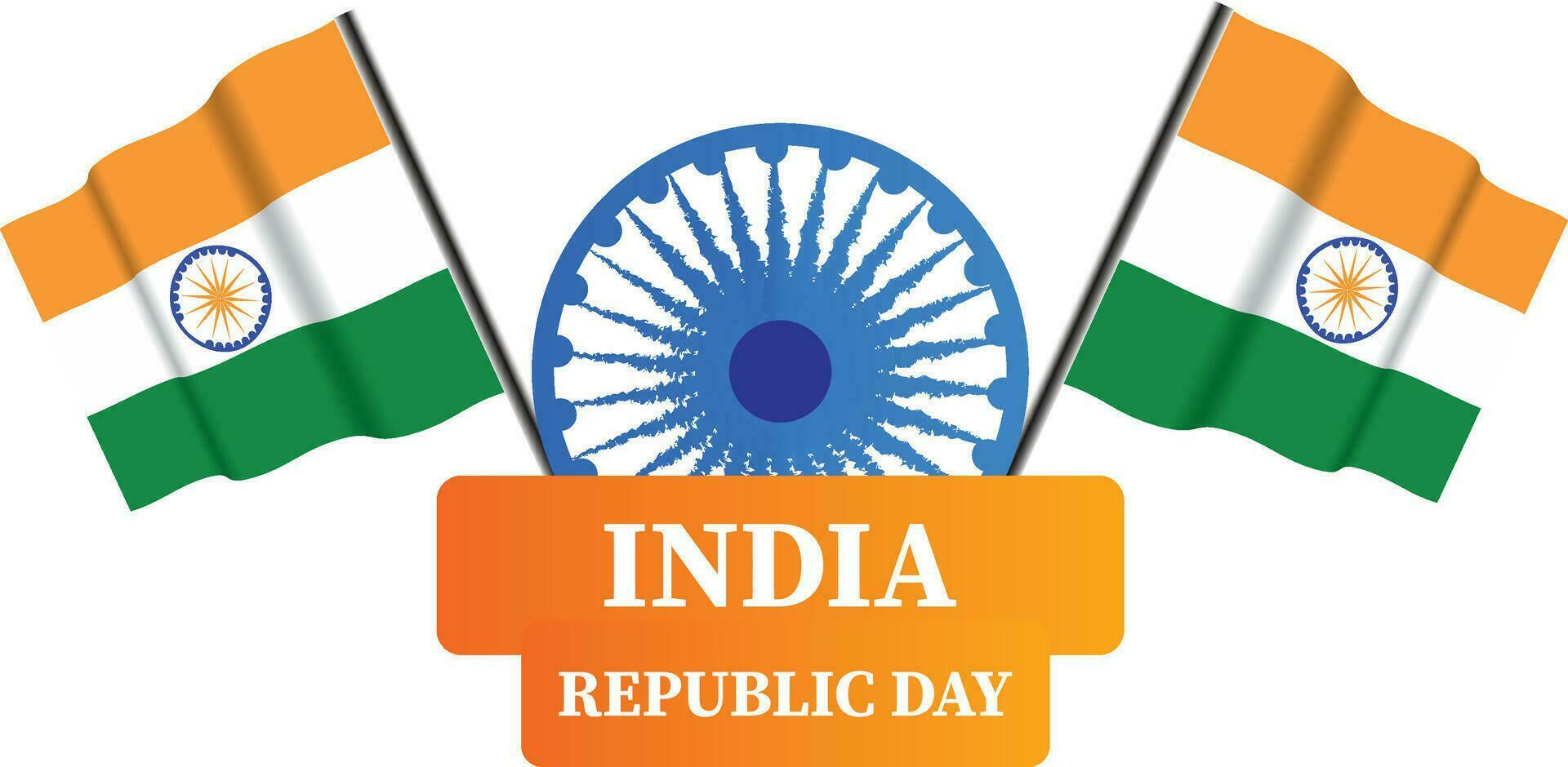 INDI REPUBLIC DAY DESIGN WITH TWO 3D FLAGS vector