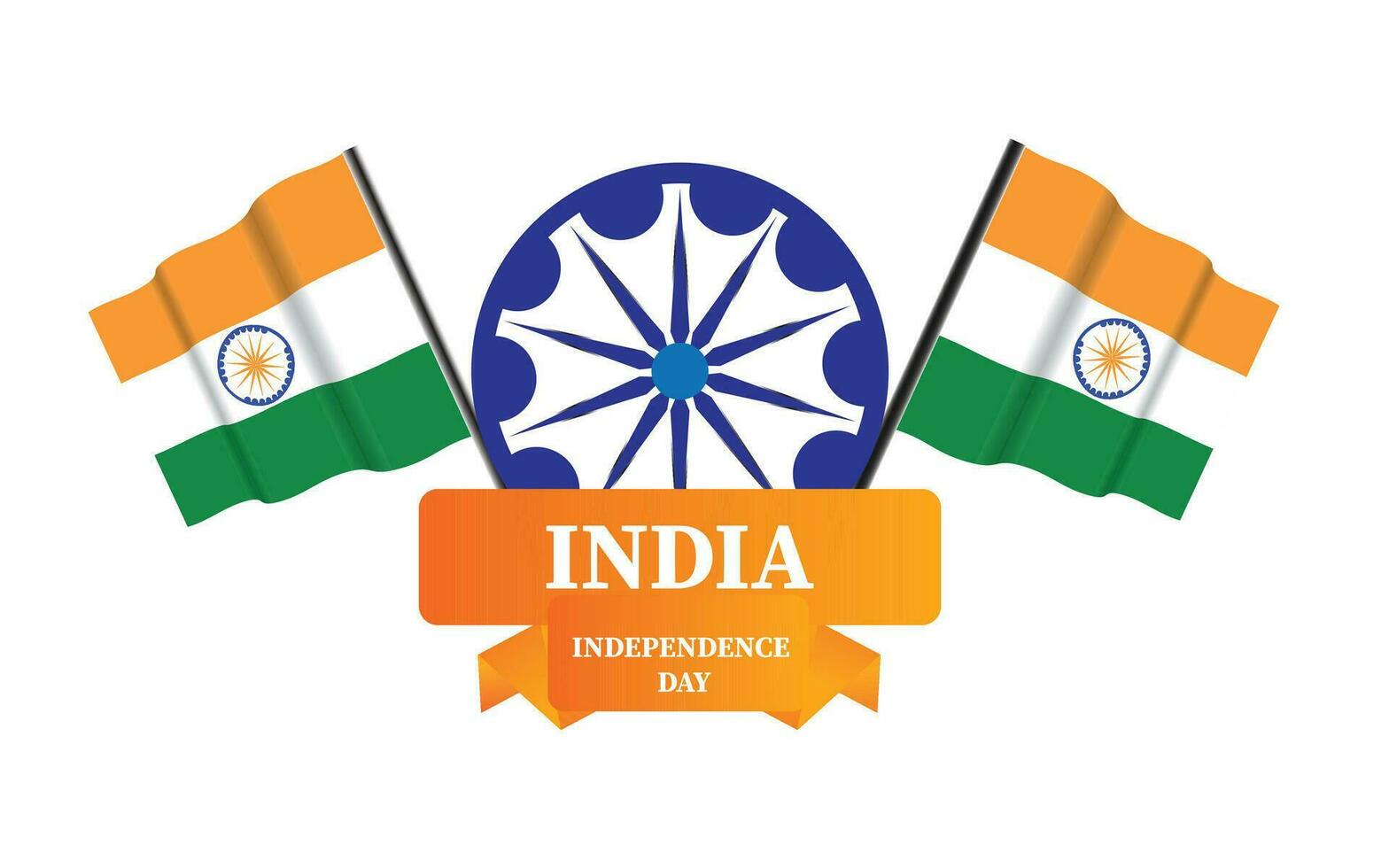 INDIAN INDEPENDENCE DAY DESIGN WITH TWO FLAG  ILLUSTRATION  TEMPLATE vector