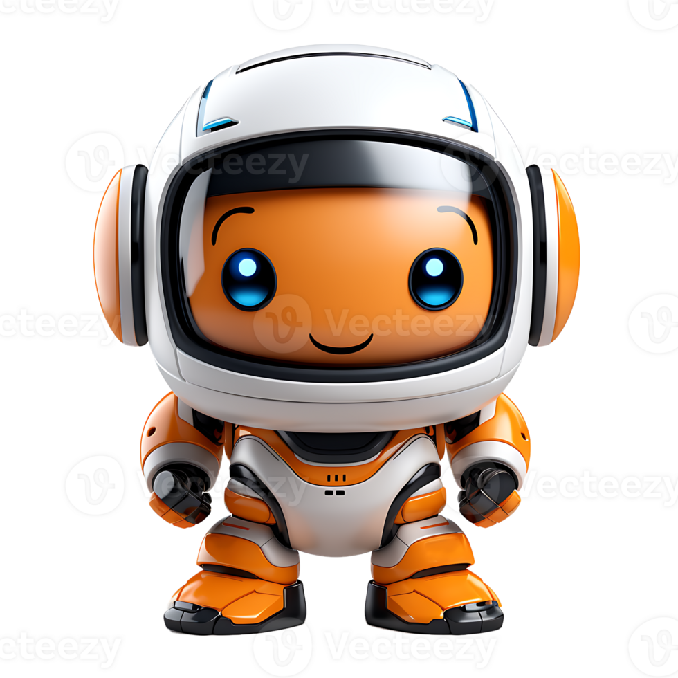 AI generated 3D Rendered Robot Mascot Character Isolated On Transparent Background png