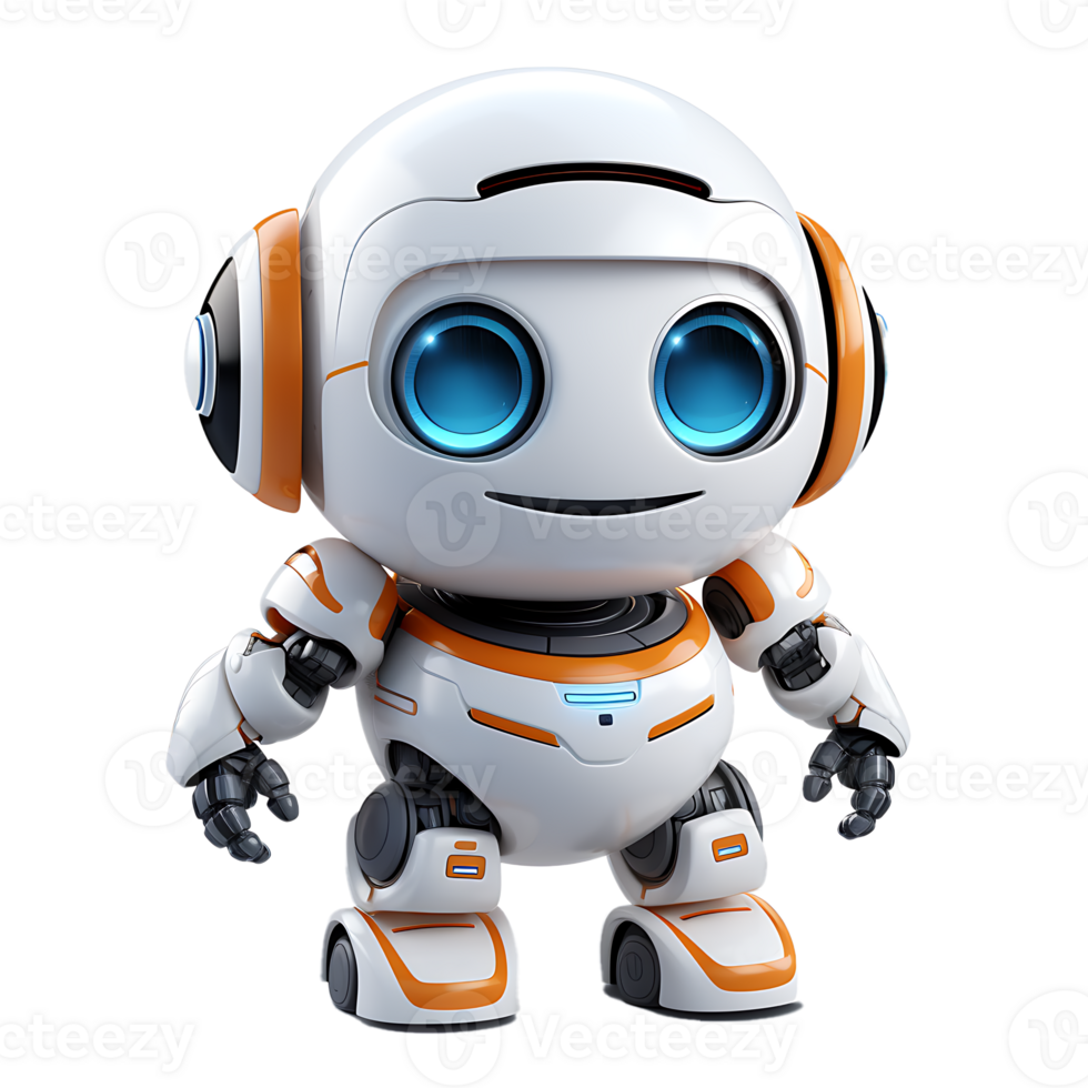 AI generated 3D Rendered Robot Mascot Character Isolated On Transparent Background png