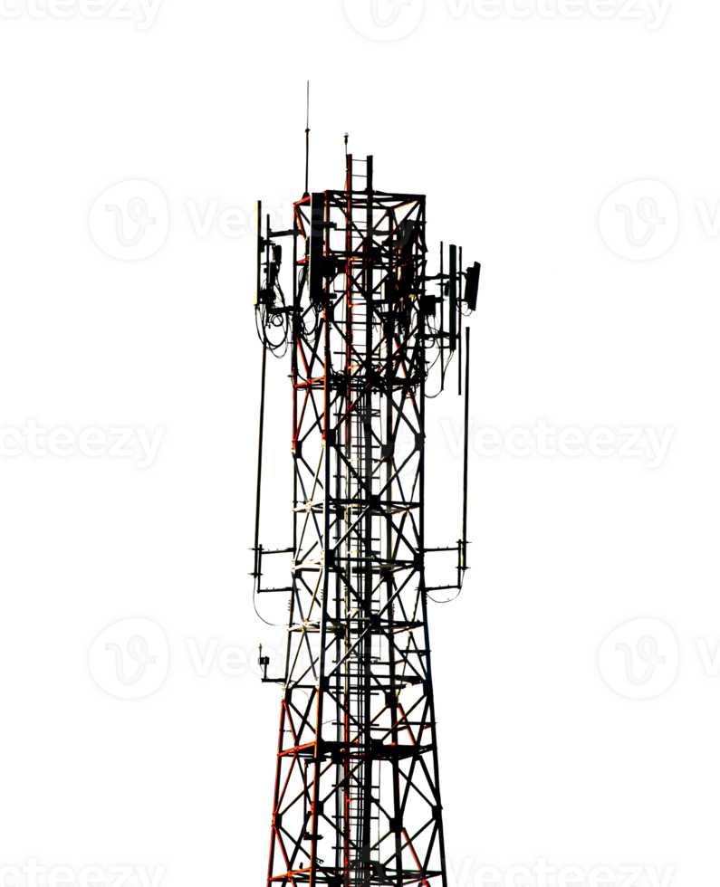 Communication towers on transparent background PNG