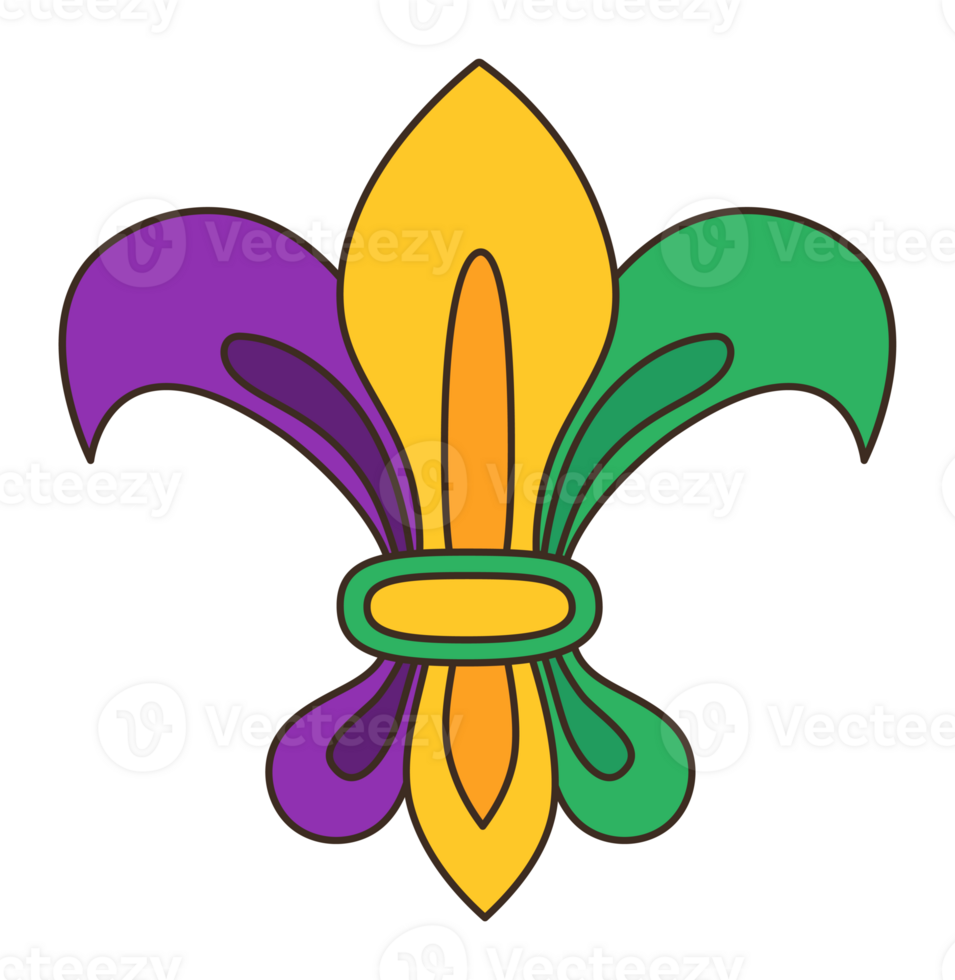 sticker Fleur De Lis Gerald Lily  Mardi Gras Colors png