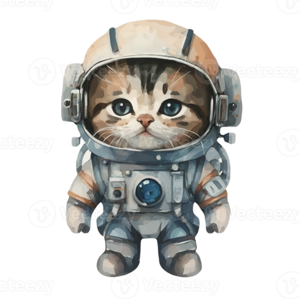 AI generated Cute little cat wearing a space suit png