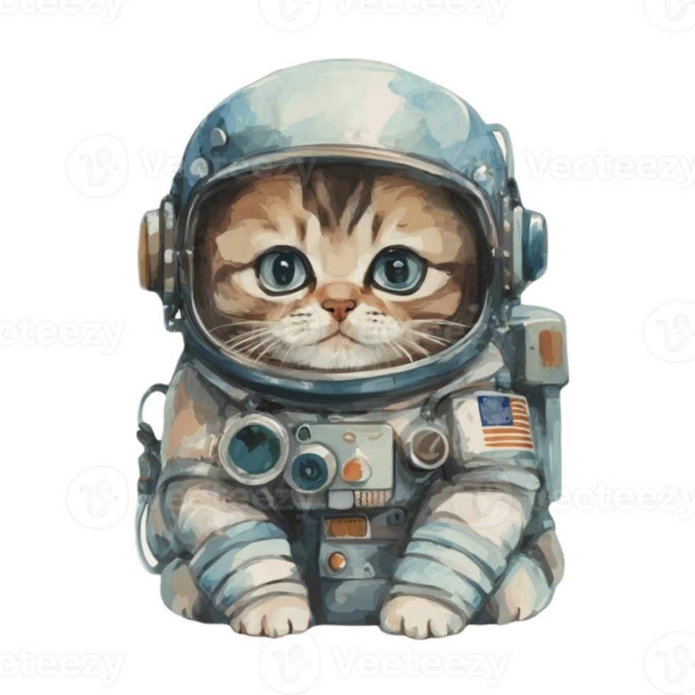 AI generated Cute little cat wearing a space suit png