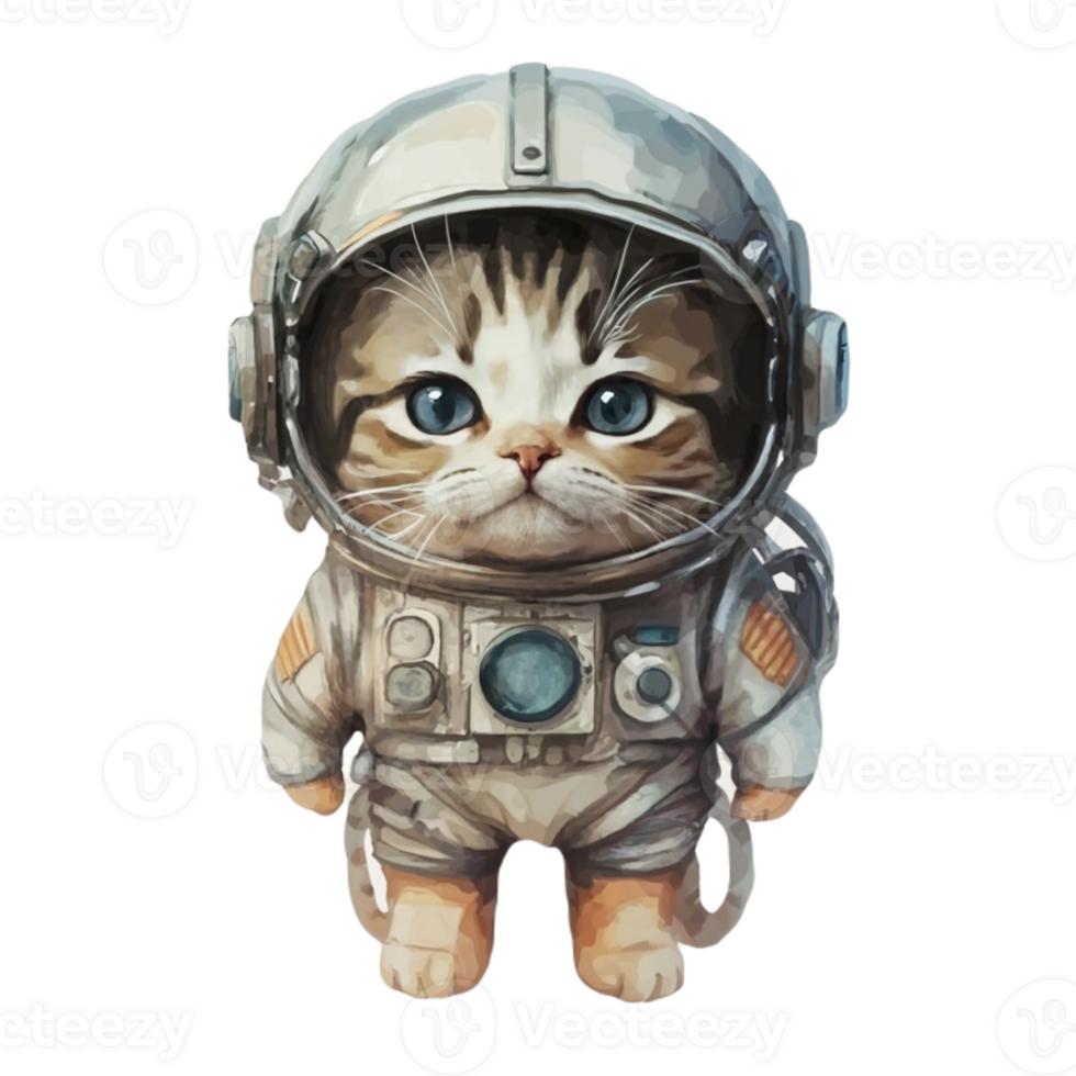 AI generated Cute little cat wearing a space suit png