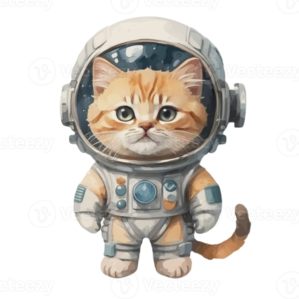 AI generated Cute little cat wearing a space suit png