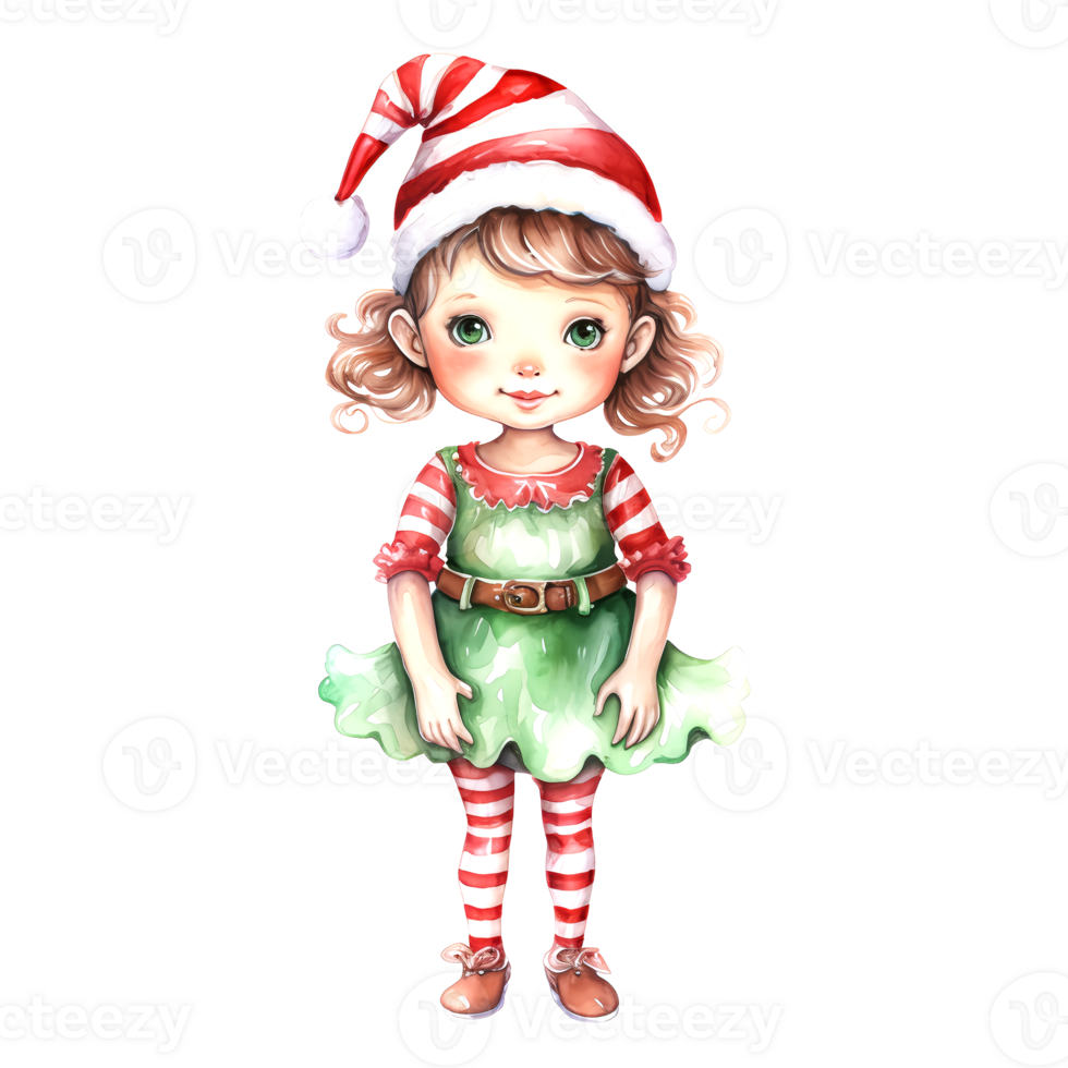 AI generated Watercolor Christmas Elf. Clipart. AI generated. png