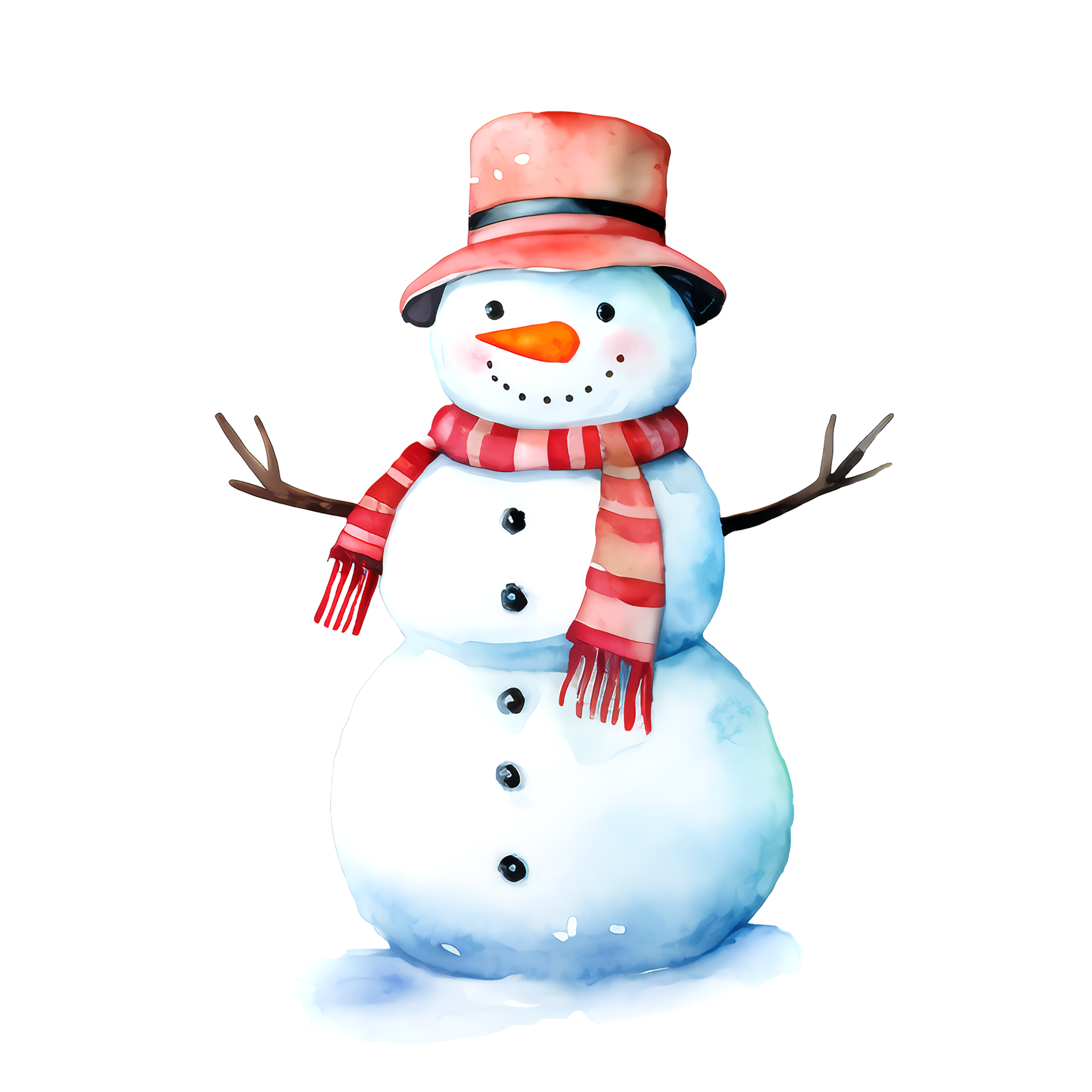 AI generated Watercolor Christmas Snowman. Clipart. AI generated ...