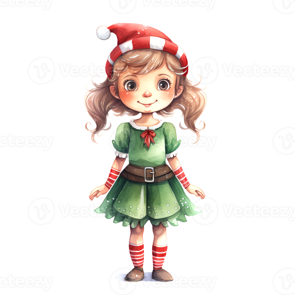 AI generated Watercolor Christmas Elf. Clipart. AI generated. png