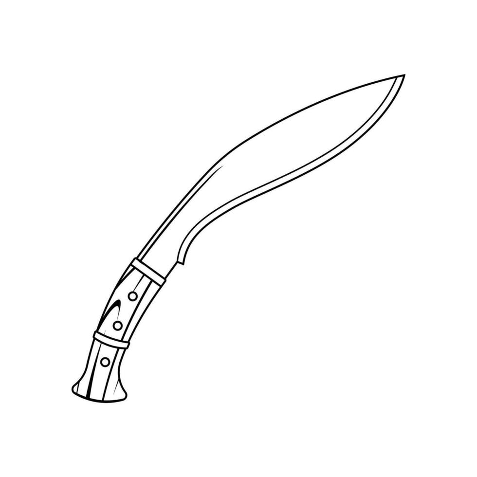 kukri cuchillo línea Arte vector aislado en blanco antecedentes