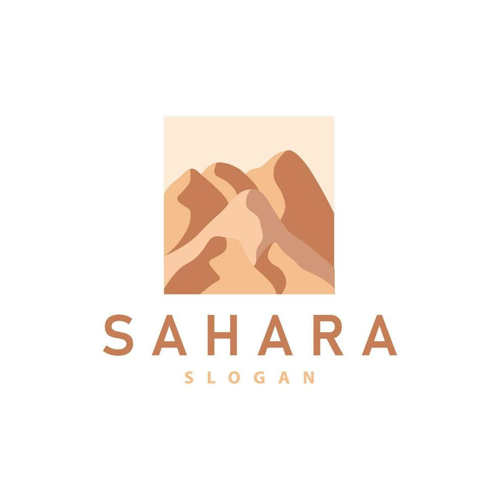 Vector illustration landscape desert logo design with desert hills sand simple