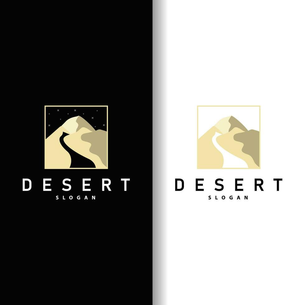 Vector illustration landscape desert logo design with desert hills sand simple