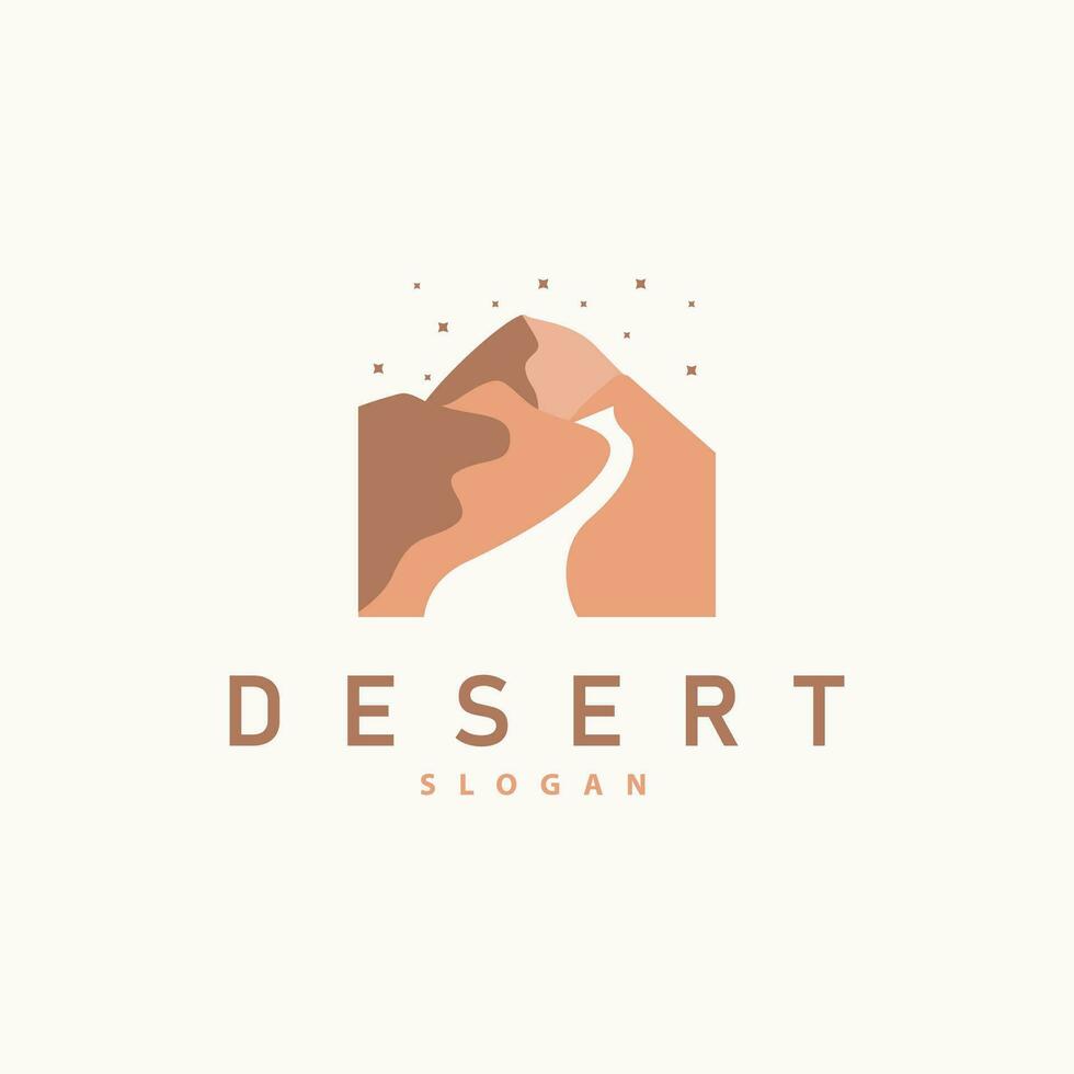 Vector illustration landscape desert logo design with desert hills sand simple