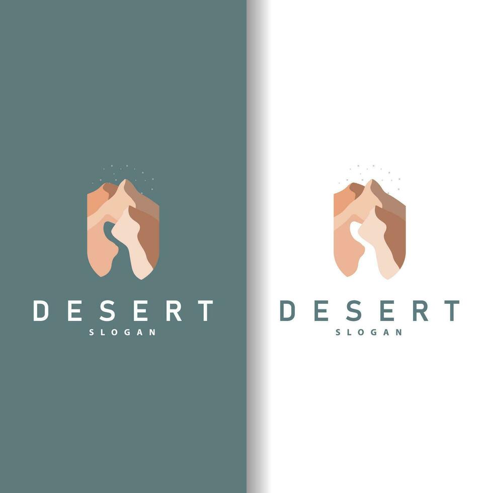 Vector illustration landscape desert logo design with desert hills sand simple