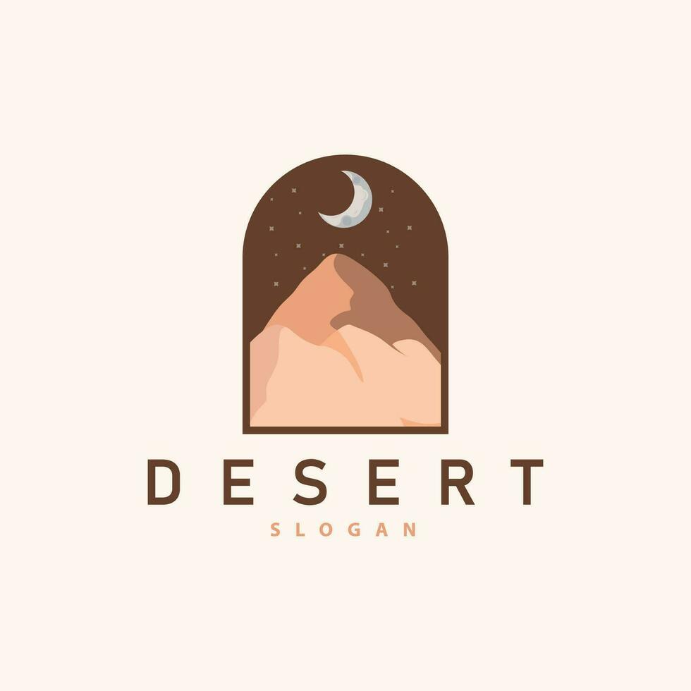 Vector illustration landscape desert logo design with desert hills sand simple